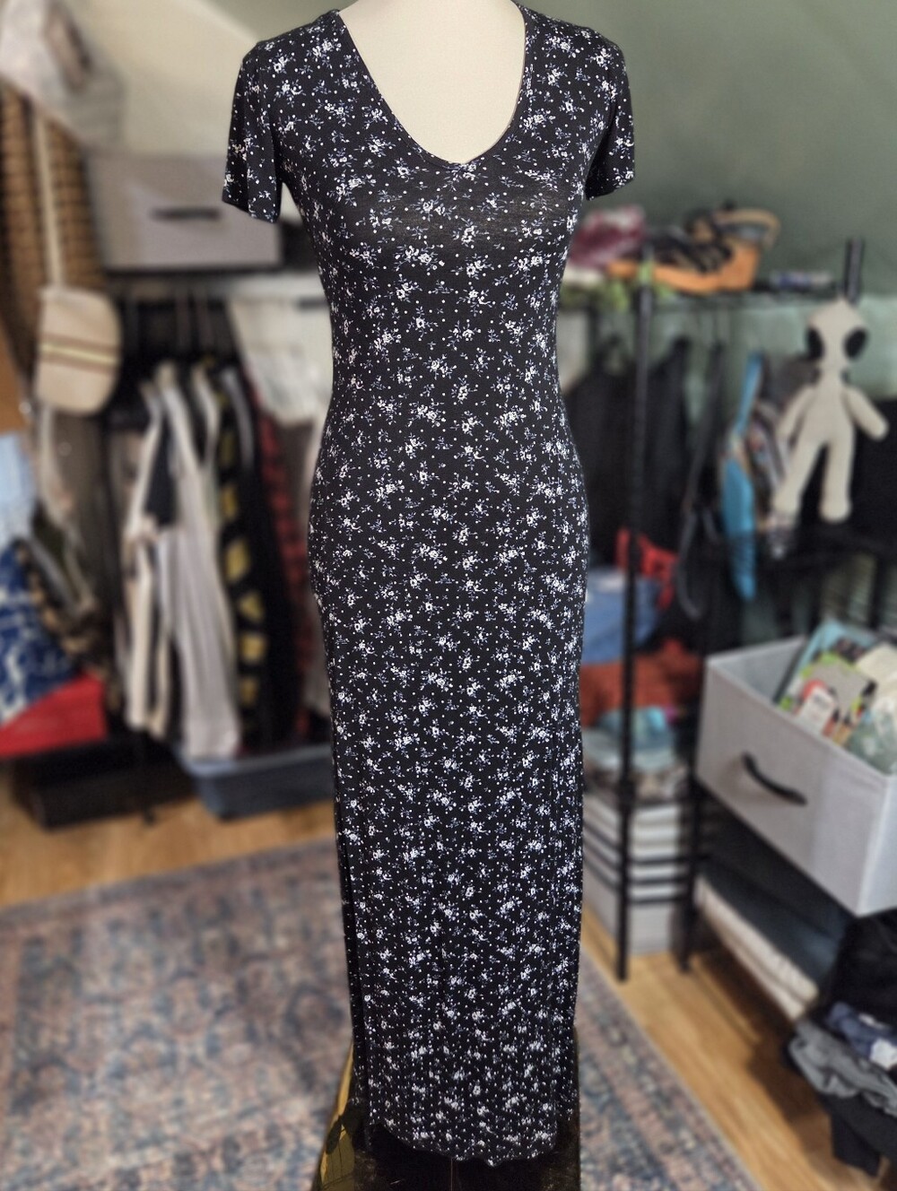 PrettyLittleThing Black Floral Maxi Dress | US Size 0